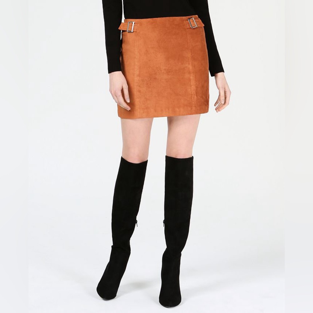 Bar III Faux-Suede Buckle Detail Mini Skirt - Picture 5 of 5